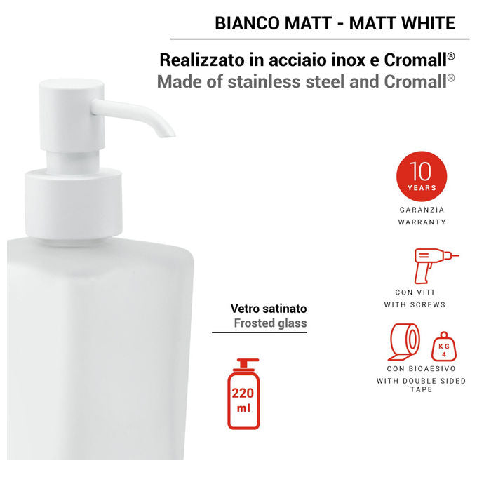 Gedy Dosasapone Tonga Bianco Matt Acciaio Inox