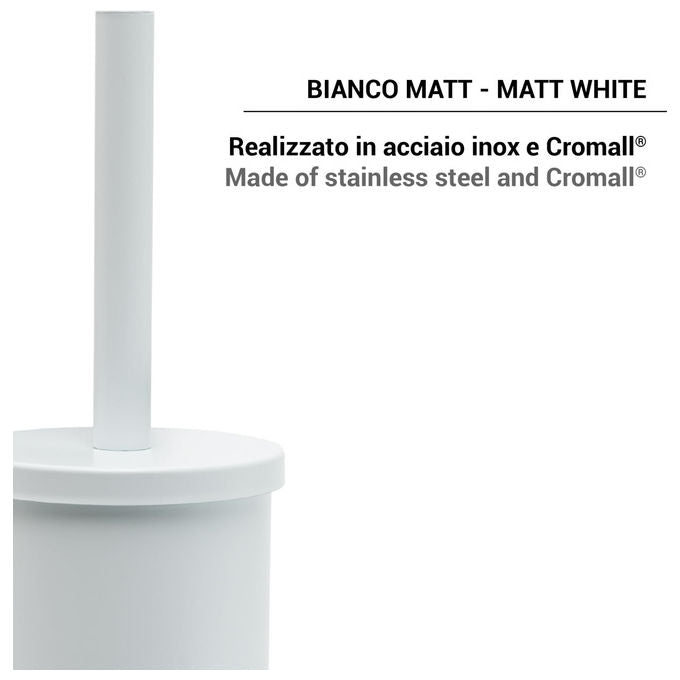 Gedy TO33 Tonga Scopino da Terra Acciaio Inox Base Rotonda Ø 9,1 cm H 37,7 cm colore Bianco Matt
