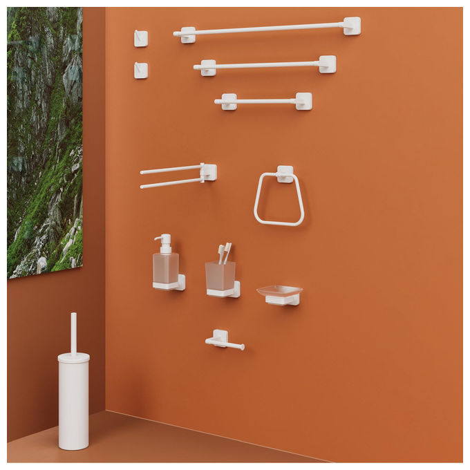 Gedy TO33 Tonga Scopino da Terra Acciaio Inox Base Rotonda Ø 9,1 cm H 37,7 cm colore Bianco Matt