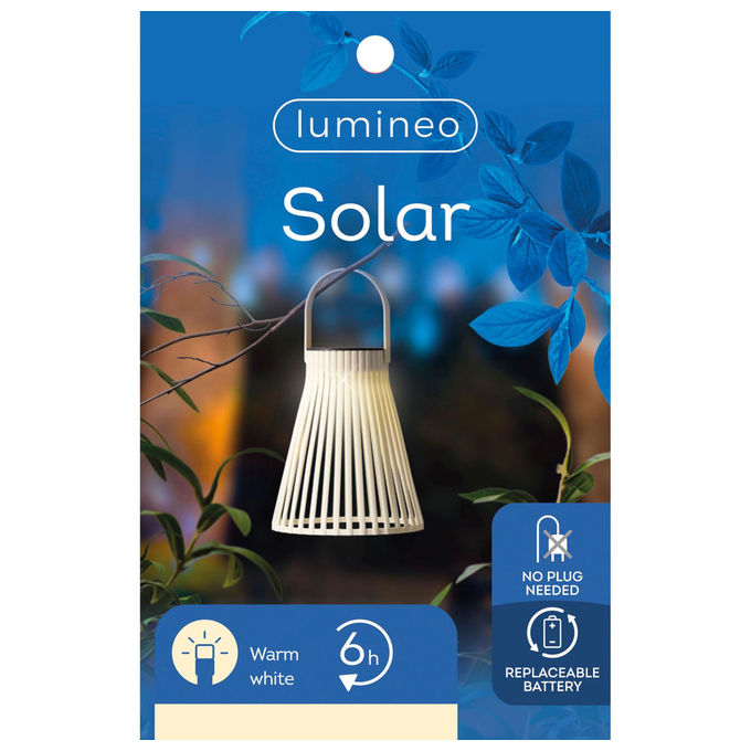 Lumineo Lanterna Solare da Giardino LED IP44 Luce Calda 6 ore Autonomia colore Bianco