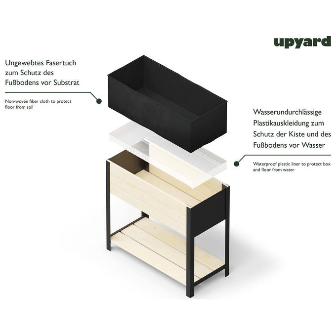 Upyard MODERNBOX HIGH 780X360 ModernBox High Fioriera Rialzata in Legno 78x36x72 cm 55 L colore Natural