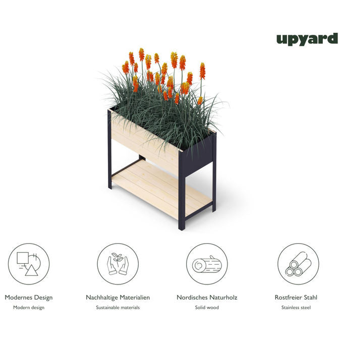 Upyard MODERNBOX HIGH 780X360 ModernBox High Fioriera Rialzata in Legno 78x36x72 cm 55 L colore Natural