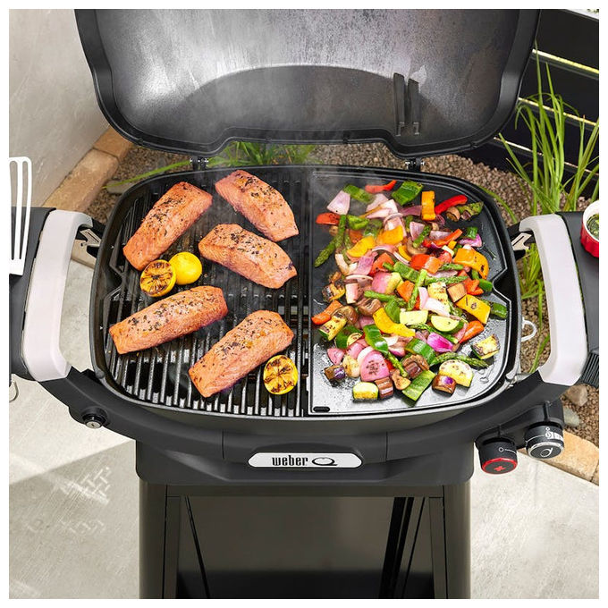 Weber 3400864 Serie Q2000 Piastra in Ghisa Smaltata per Barbecue Antiaderente compatibile Q2100N Q2200N Q2800N+ colore Nero