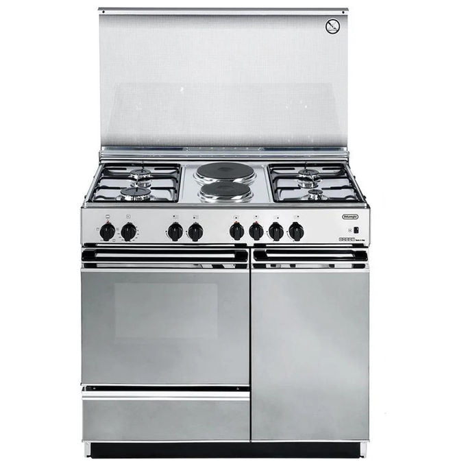 De'Longhi SEX8542NEDM Smart Cucina a libera installazione 86 cm Piano Misto 4 Fuochi Gas 2 Piastre Forno Elettrico 42L Classe A (85x86x50 cm) colore Inox
