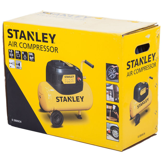 Stanley D200-8-24 Compressore Portatile Oilless 24 Lt 8 bar 1100 W 1,5 Hp Trasmissione Diretta Coassiale