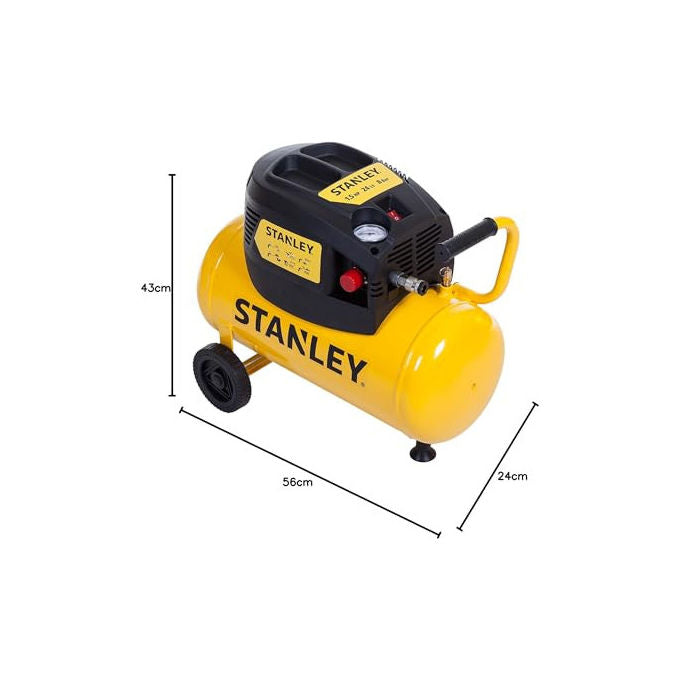 Stanley D200-8-24 Compressore Portatile Oilless 24 Lt 8 bar 1100 W 1,5 Hp Trasmissione Diretta Coassiale