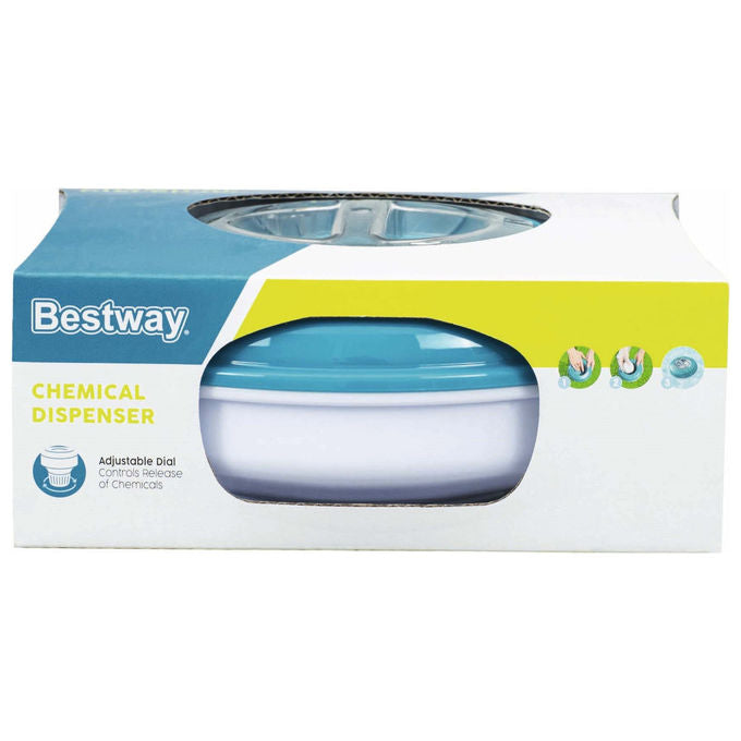 Bestway 58769 Dosatore Galleggiante Cloro e Bromo per Piscina fino a 3 pastiglie 16 cm colore Bianco Blu