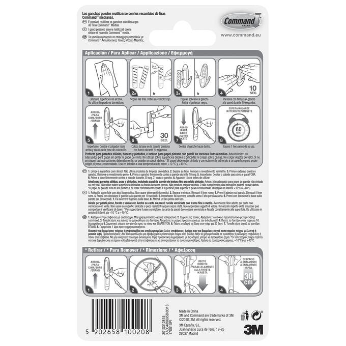 Command 17081 Designer Ganci Adesivi Medi per Interni portata 1,3 Kg colore Bianco