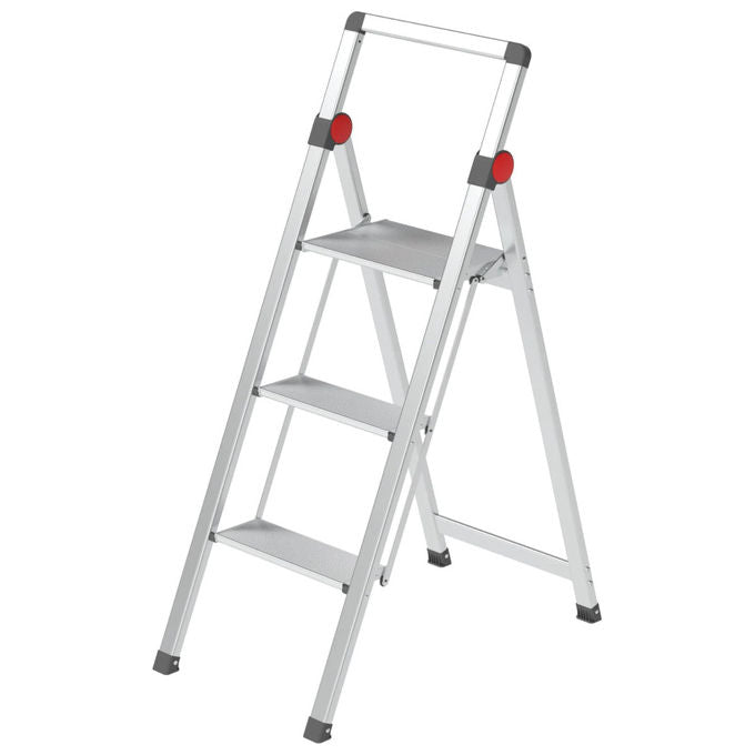 Gierre BS301 Mini Slimstep Sgabello in alluminio 3 gradini portata 150 Kg ingombro 5 cm piedini antiscivolo EN14183
