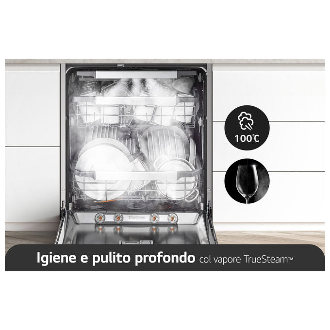LG DB597TXS Serie 5 Lavastoviglie Incasso 14 coperti Classe A 43 dB QuadWash TrueSteam Wi-Fi (82x60x55 cm) colore Noble Steel