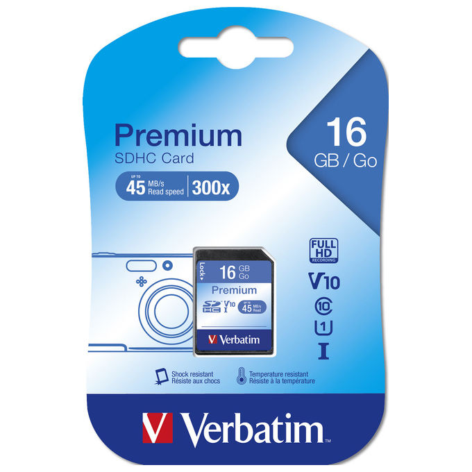 Verbatim Scheda di Memoria SDHC 16 GB Classe 10 - Velocita' 10 MB-s