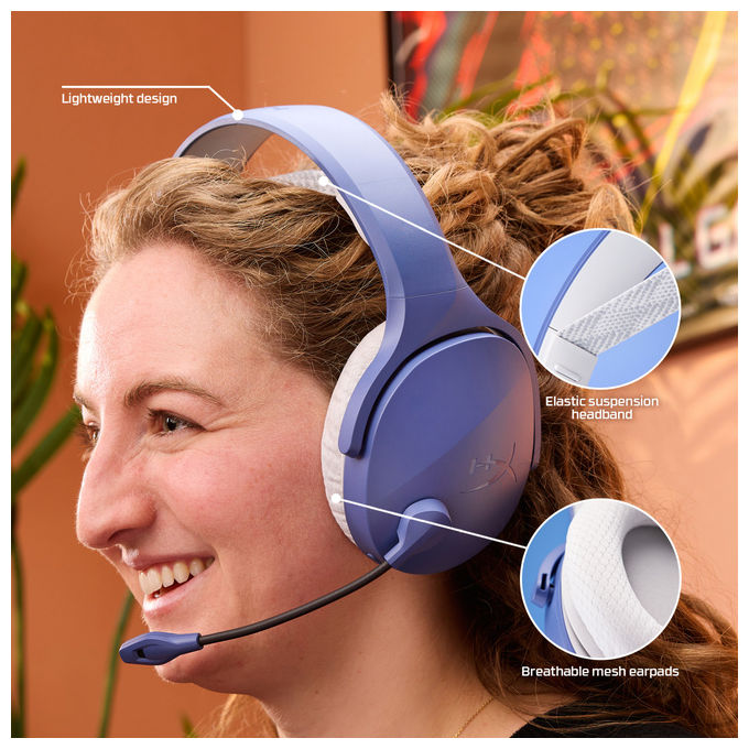 HyperX AM7A0AA Cloud Jet Cuffie Gaming Wireless Dual 2.4GHz Bluetooth PC PS5 PS4 Mobile driver 40mm autonomia 25h colore Blu