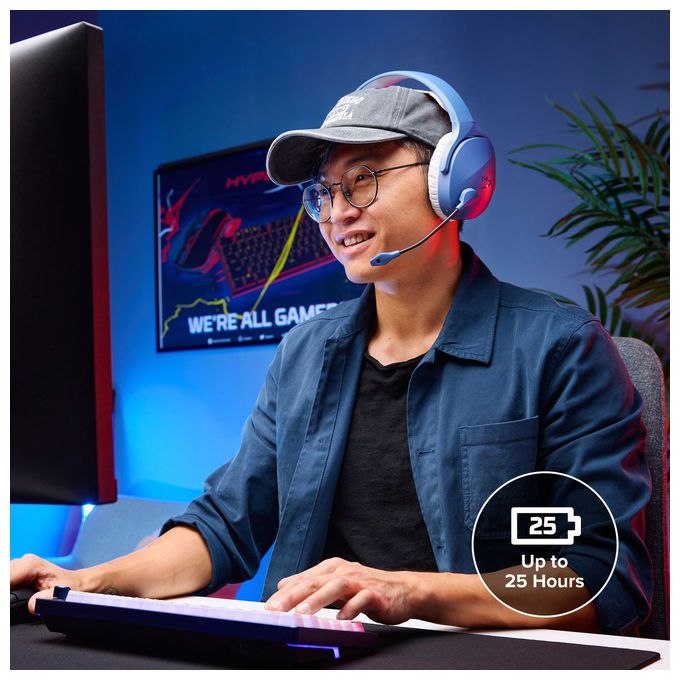 HyperX AM7A0AA Cloud Jet Cuffie Gaming Wireless Dual 2.4GHz Bluetooth PC PS5 PS4 Mobile driver 40mm autonomia 25h colore Blu