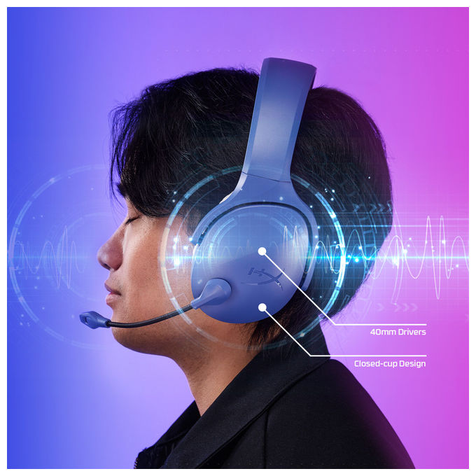 HyperX AM7A0AA Cloud Jet Cuffie Gaming Wireless Dual 2.4GHz Bluetooth PC PS5 PS4 Mobile driver 40mm autonomia 25h colore Blu