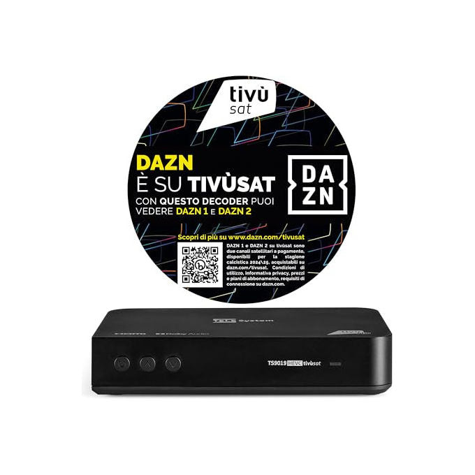 TELE System 58010100 TS9019HEVC Decoder Satellitare tivu'sat DVB-S2 Full HD 1080p Smartcard Inclusa colore Nero