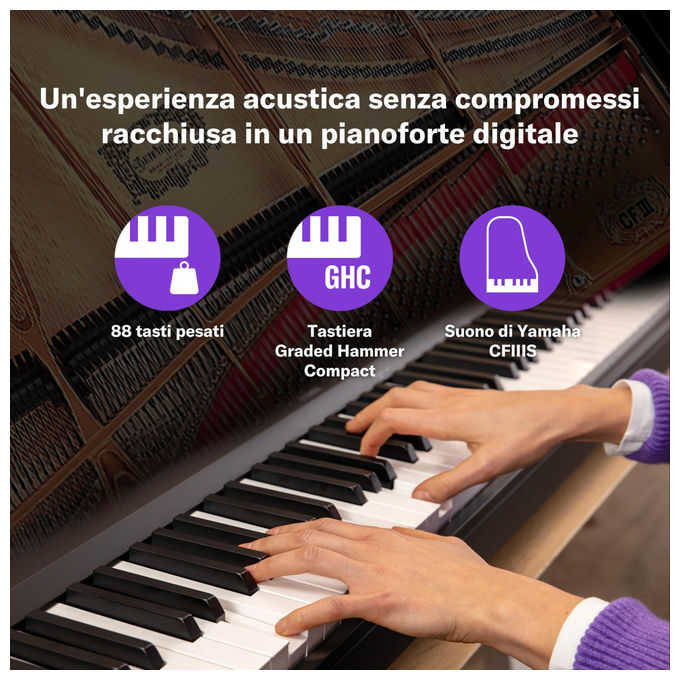 Yamaha VHP6330 P-145BT Pianoforte Digitale 88 Tasti Pesati GHC 10 Voci Bluetooth colore Nero