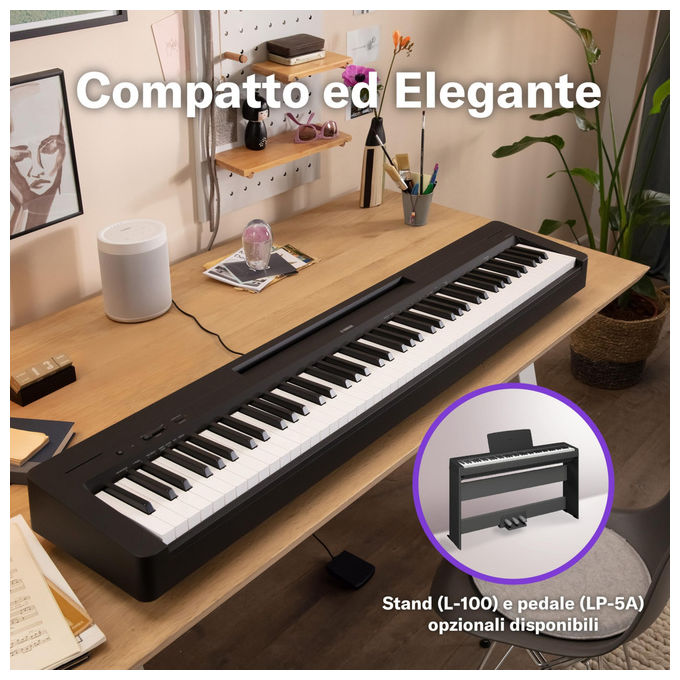 Yamaha VHP6330 P-145BT Pianoforte Digitale 88 Tasti Pesati GHC 10 Voci Bluetooth colore Nero