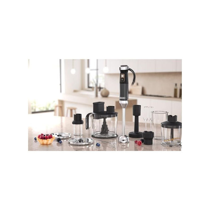 Sencor SHB 6552BK Frullatore ad Immersione 10 in 1 1500W Titanium QuadBlade Velocita' Continua 10 Accessori colore Nero