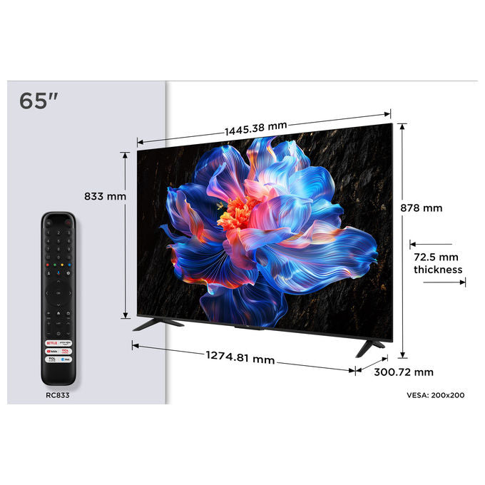 TCL 65P69K Smart TV 65'' 4K Ultra HD QLED Google TV Dolby Audio HDR10+ Direct LED 60Hz colore Nero
