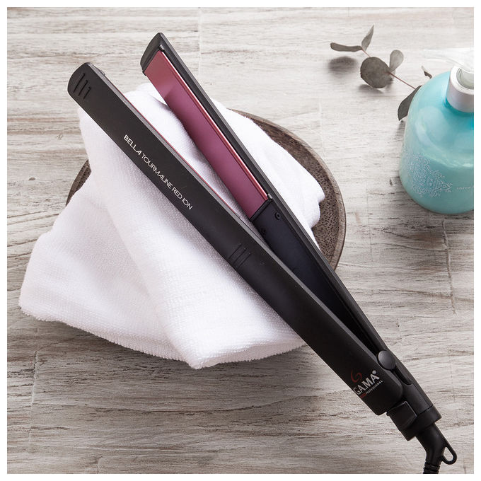 Ga.ma GI0212 Bella Tourmaline Red Ion Piastra per Capelli 230°C Tormalina Ioni 45 W cavo girevole 360° colore Nero