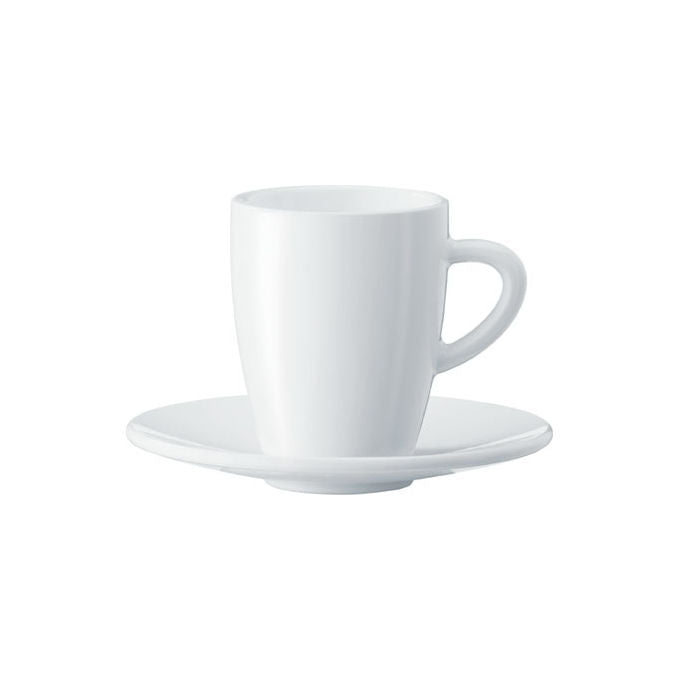 Jura 66497 Set di 2 Tazze da Espresso in Porcellana 85 ml con Piattini Colore Bianco
