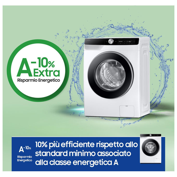 Samsung WW90DG6G94LKU3 Serie 6100D Lavatrice Frontale 9 Kg 1400 rpm Classe A AI Wash EcoDosatore Wi-Fi (85x60x48 cm) colore Bianco