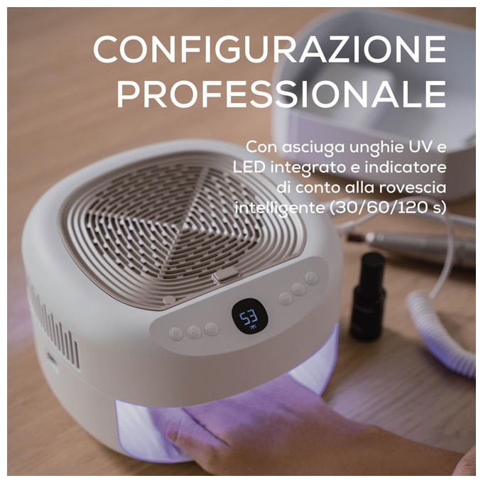 Beurer MP200 StudioNails Pro Stazione Manicure Pedicure 3 in 1 Fresa Lampada UV LED Aspiratore 26000 rpm colore Bianco