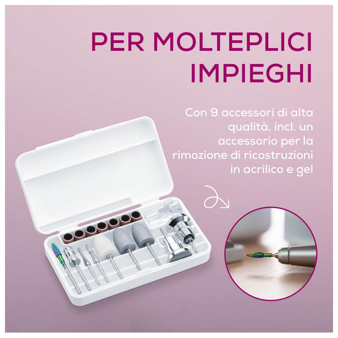 Beurer MP200 StudioNails Pro Stazione Manicure Pedicure 3 in 1 Fresa Lampada UV LED Aspiratore 26000 rpm colore Bianco