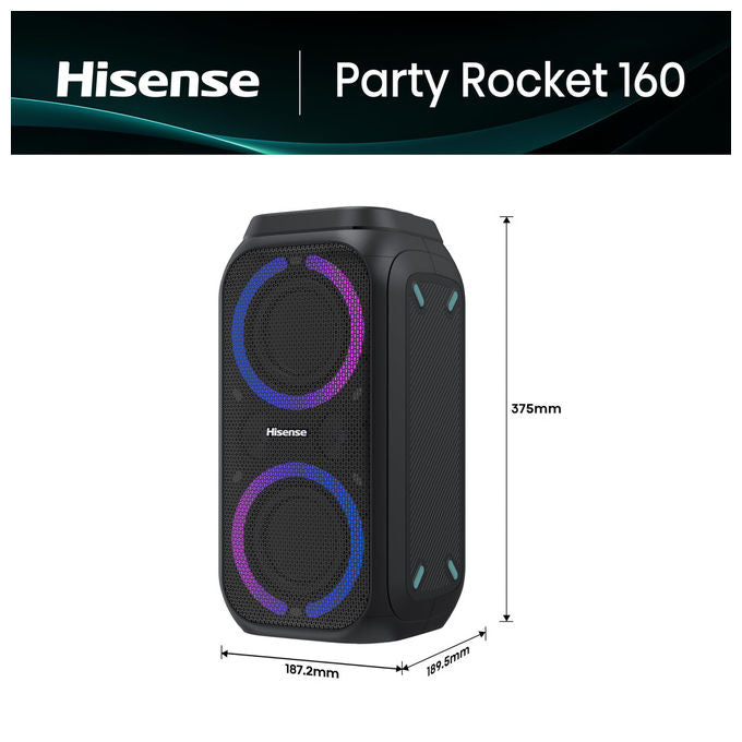 Hisense Party Rocket 160 Altoparlante da festa Nero 160 W