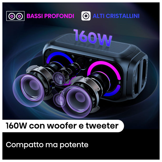 Hisense Party Rocket 160 Altoparlante da festa Nero 160 W