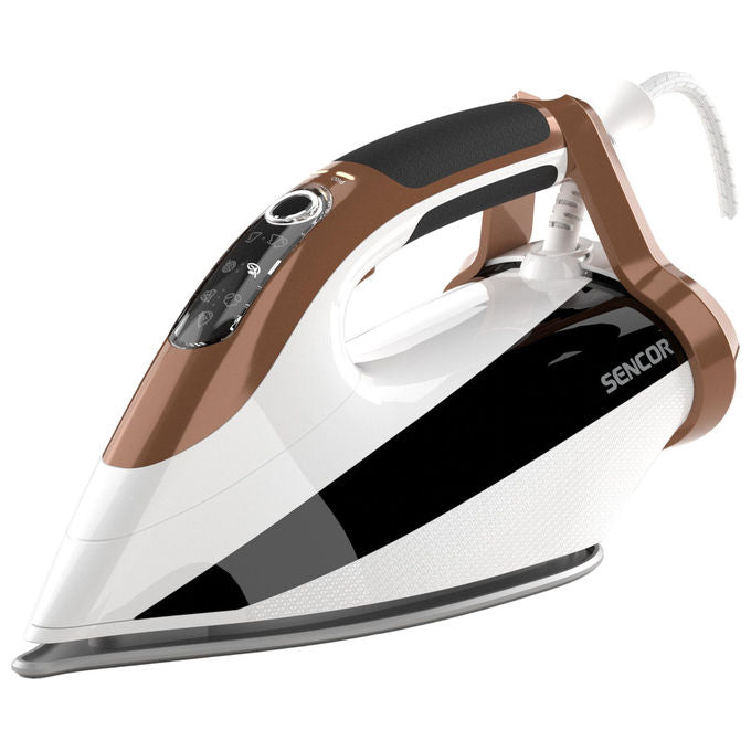 Sencor SSI8400BZ Ferro da Stiro a Vapore 2800W 55 g-min Piastra in Ceramica Serbatoio 330 ml Display Touch colore Bianco Marrone