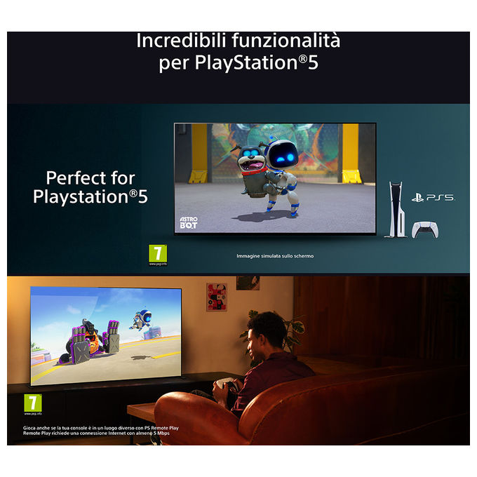 Sony K55XR8M25BP BRAVIA 8 II Smart TV 55'' QD-OLED 4K Google TV HDR Dolby Vision Cognitive XR 120Hz Wi-Fi 6 Gaming colore Nero