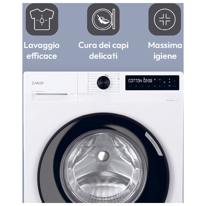 Candy BR49B8-S ProWash 500 Lavatrice Carica Frontale 9 Kg 1400 rpm Classe A Inverter Vapore Wi-Fi (85x60x60 cm) colore Bianco