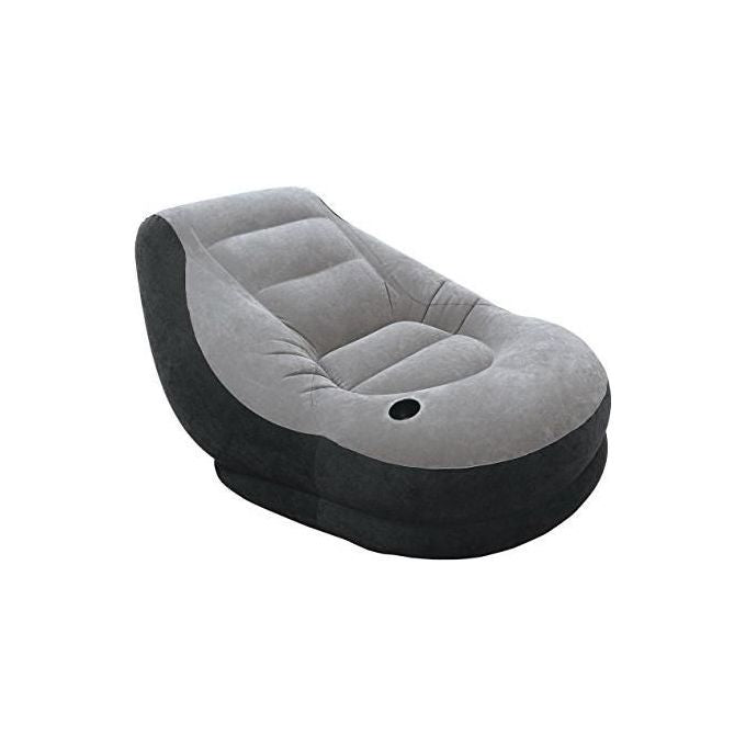 Intex 68564NP Poltrona Lounge 102 x 137 x 79 cm con Poggia Piedi 64 x 28 cm Grigio-Nero Tinta Unita Single