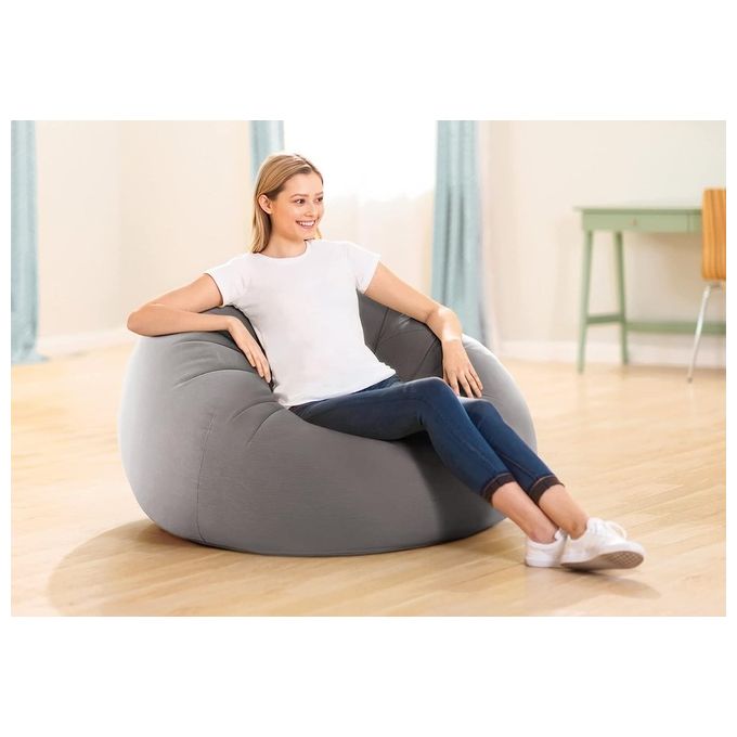 Intex Poltrona Sacco 107x104cm Gonfiabile Gioco Estivo Estate Gioca 901 Tinta Unita Grigio