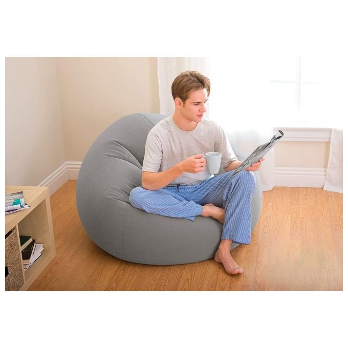 Intex Poltrona Sacco 107x104cm Gonfiabile Gioco Estivo Estate Gioca 901 Tinta Unita Grigio