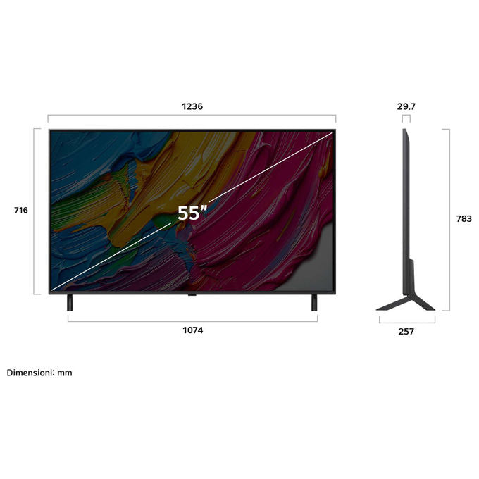 LG 55QNED80A6A Serie QNED80 Smart TV QNED 55'' 4K α7 Gen8 HDR10 WebOS 25 3 HDMI Game Optimizer colore Nero