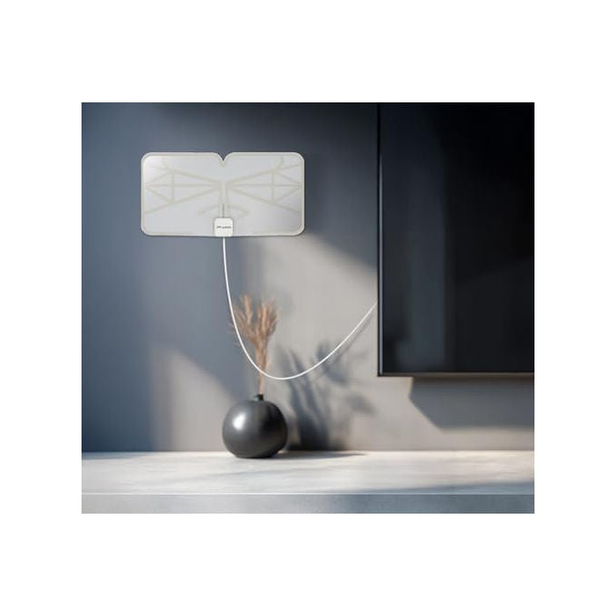 Meliconi 881018 FLEXI Antenna TV Interna Amplificata DVB-T2 HEVC DAB+ Filtro LTE 5G 30 km USB colore Trasparente