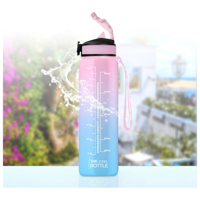 The Steel Bottle Borraccia Uso Quotidiano 1000 ml Tritan Blu Rosa