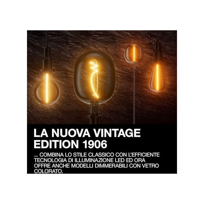 Osram, Lampada LED Vintage 1906 Classic Globe95, E27, 4.8W 470lm, 2700K, Dimmerabile, Trasparente