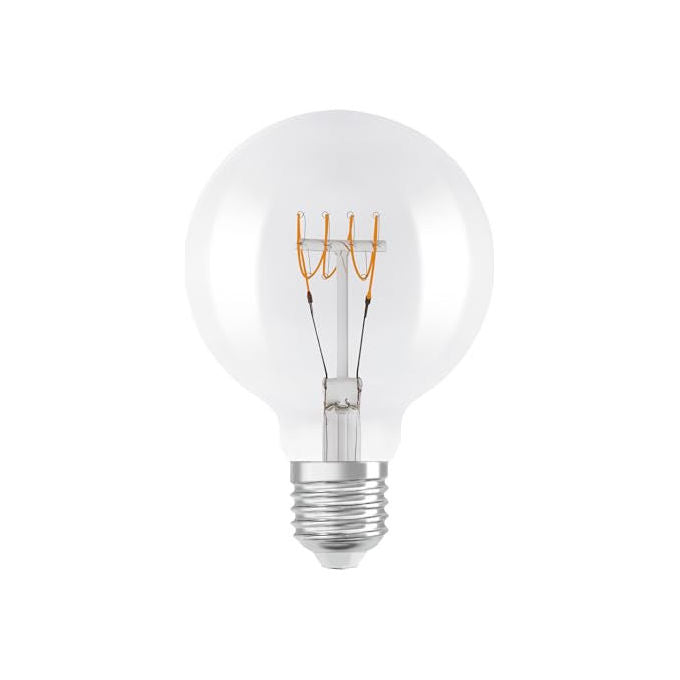 Osram, Lampada LED Vintage 1906 Classic Globe95, E27, 4.8W 470lm, 2700K, Dimmerabile, Trasparente