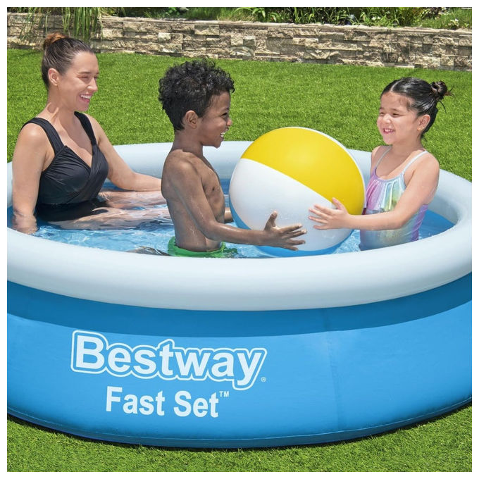 Bestway 57392 Fast Set Piscina Gonfiabile Fuori Terra Rotonda 183x51 cm 940 L colore Blu e Bianco