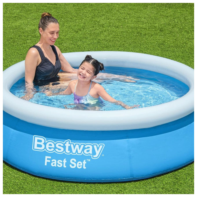 Bestway 57392 Fast Set Piscina Gonfiabile Fuori Terra Rotonda 183x51 cm 940 L colore Blu e Bianco