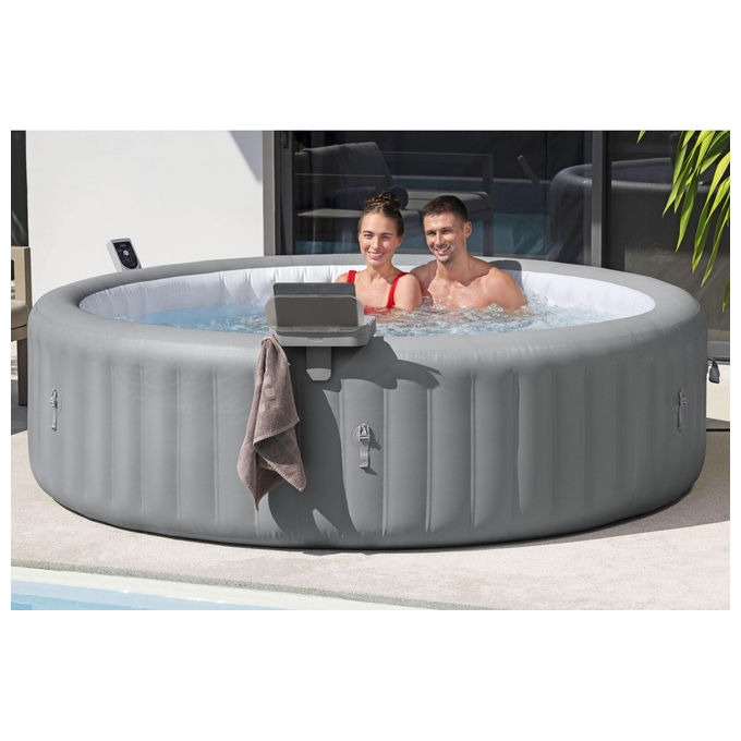 Bestway 60337 Lay-Z-Spa Xtras Vassoio Portaoggetti 4 in 1 Supporto Bevande Tablet Regolabile Universale colore Grigio