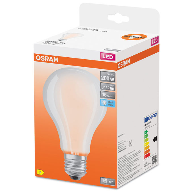 Osram, Lampadina Led Star Classic A, 24W 4000K, E27, 3452 Lumen, Bianco Freddo