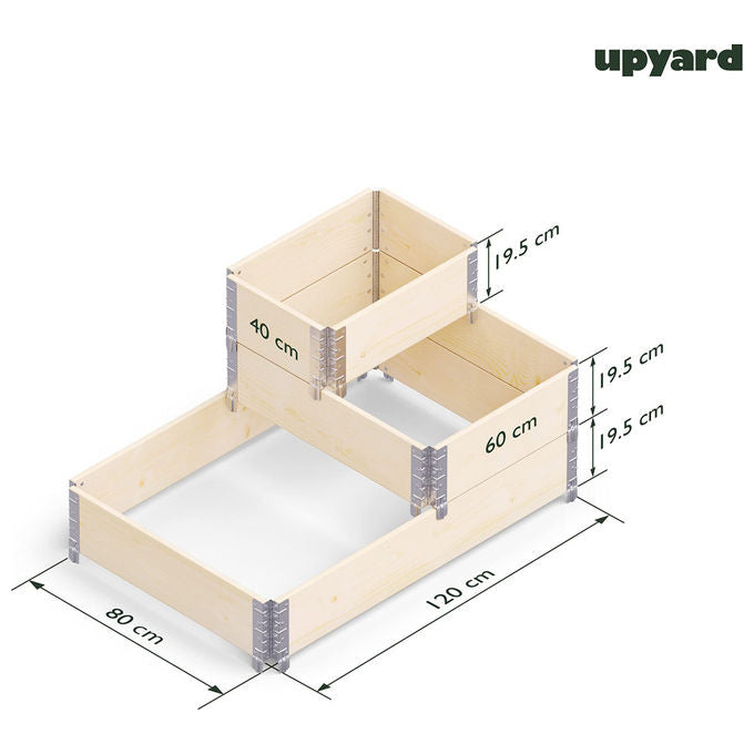 Upyard STEPPED BED Aiuola Rialzata a 3 Livelli Modulare 120x80 cm Legno Nordico PEFC colore Naturale