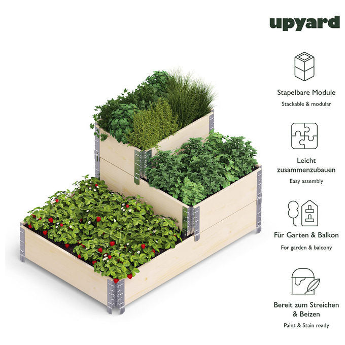 Upyard STEPPED BED Aiuola Rialzata a 3 Livelli Modulare 120x80 cm Legno Nordico PEFC colore Naturale
