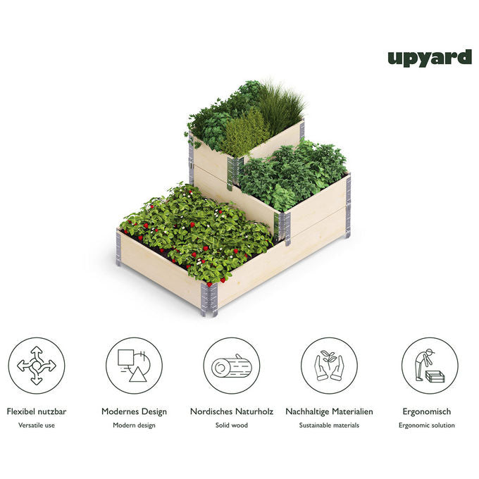 Upyard STEPPED BED Aiuola Rialzata a 3 Livelli Modulare 120x80 cm Legno Nordico PEFC colore Naturale