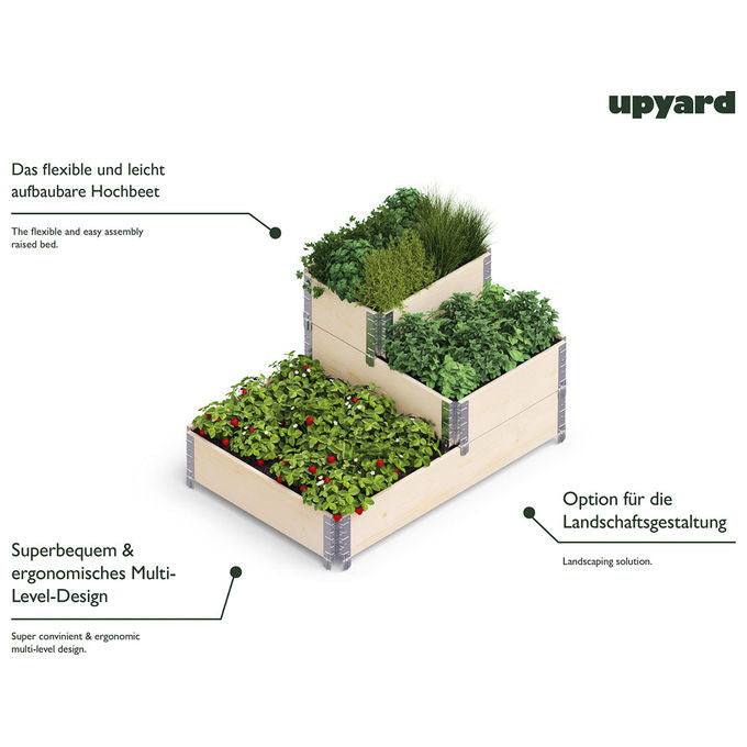 Upyard STEPPED BED Aiuola Rialzata a 3 Livelli Modulare 120x80 cm Legno Nordico PEFC colore Naturale