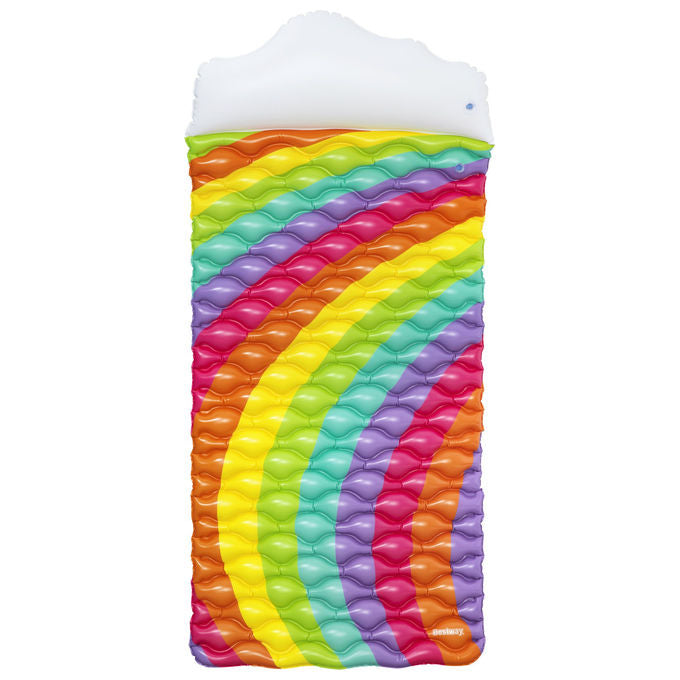 Bestway, Materassino Gonfiabile Rainbow Dreams, 161 cm, PVC Multicolore, Cuscino Nuvoletta